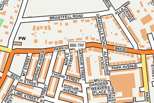 BB6 7RF map - OS OpenMap – Local (Ordnance Survey)