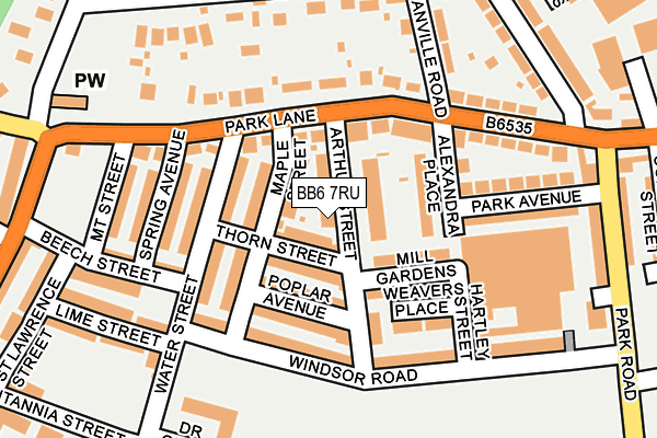 BB6 7RU map - OS OpenMap – Local (Ordnance Survey)