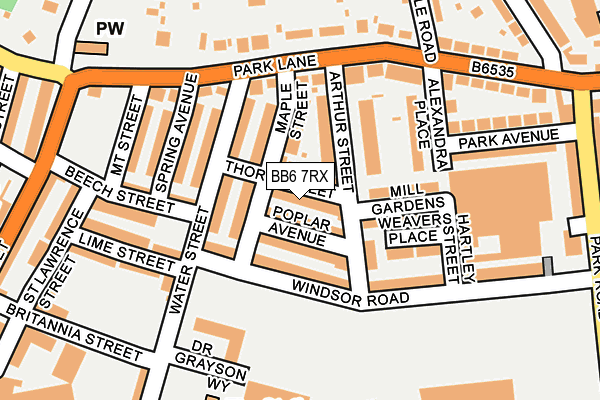 BB6 7RX map - OS OpenMap – Local (Ordnance Survey)