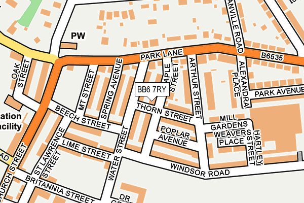 BB6 7RY map - OS OpenMap – Local (Ordnance Survey)