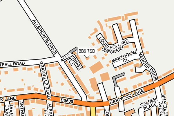 BB6 7SD map - OS OpenMap – Local (Ordnance Survey)