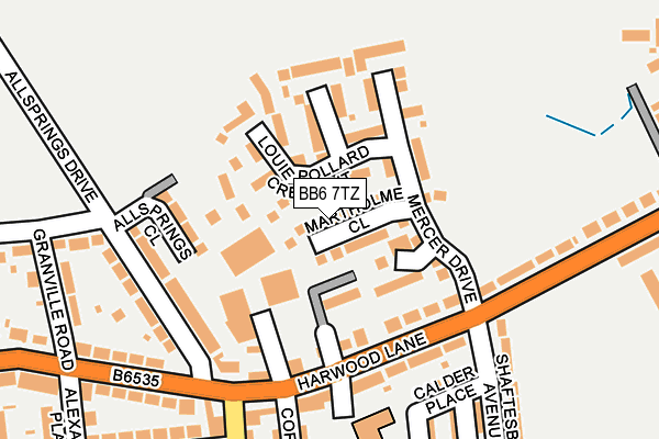 BB6 7TZ map - OS OpenMap – Local (Ordnance Survey)