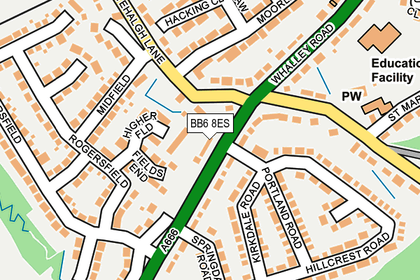 BB6 8ES map - OS OpenMap – Local (Ordnance Survey)