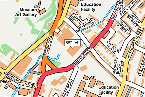 BB7 1AU map - OS OpenMap – Local (Ordnance Survey)