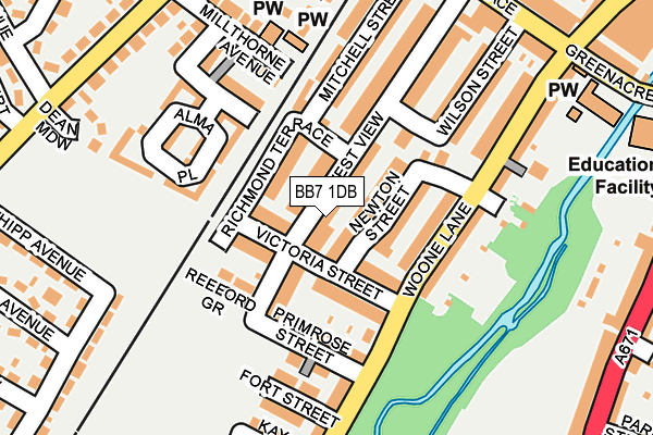 BB7 1DB map - OS OpenMap – Local (Ordnance Survey)