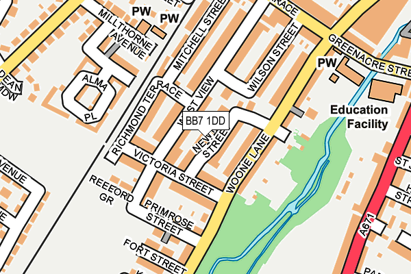 BB7 1DD map - OS OpenMap – Local (Ordnance Survey)