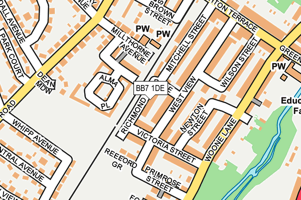 BB7 1DE map - OS OpenMap – Local (Ordnance Survey)