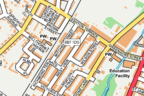 BB7 1DG map - OS OpenMap – Local (Ordnance Survey)