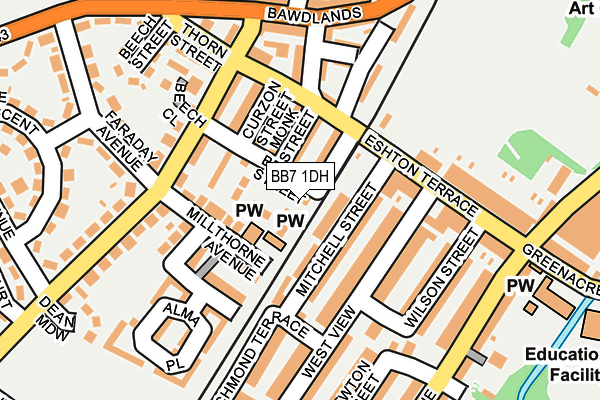 BB7 1DH map - OS OpenMap – Local (Ordnance Survey)