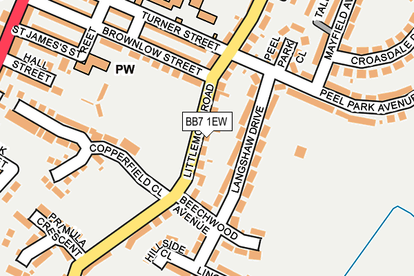 BB7 1EW map - OS OpenMap – Local (Ordnance Survey)