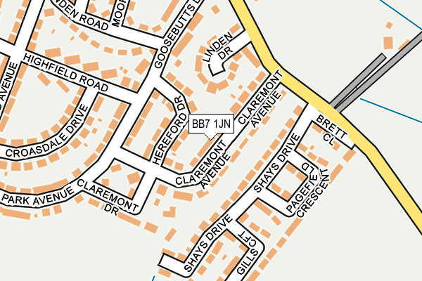 BB7 1JN map - OS OpenMap – Local (Ordnance Survey)