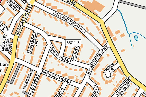 BB7 1JZ map - OS OpenMap – Local (Ordnance Survey)