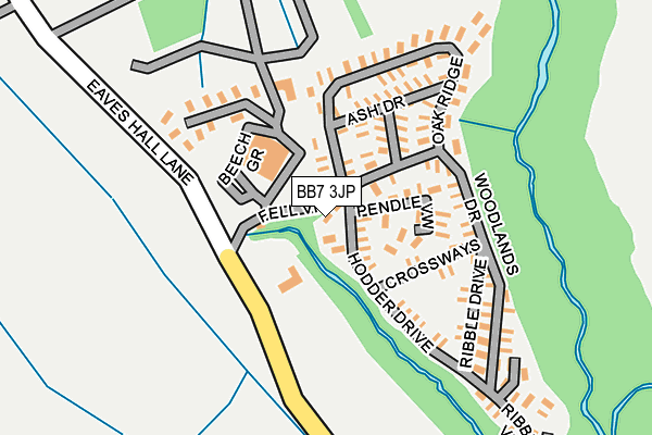 BB7 3JP map - OS OpenMap – Local (Ordnance Survey)