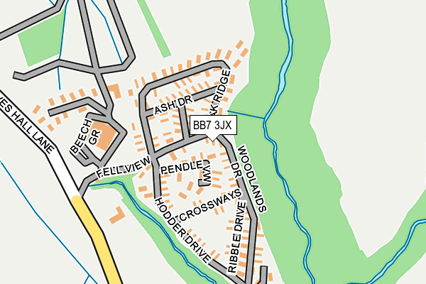 BB7 3JX map - OS OpenMap – Local (Ordnance Survey)