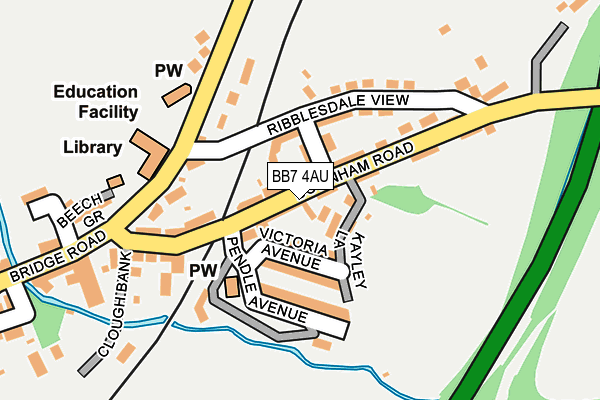 BB7 4AU map - OS OpenMap – Local (Ordnance Survey)