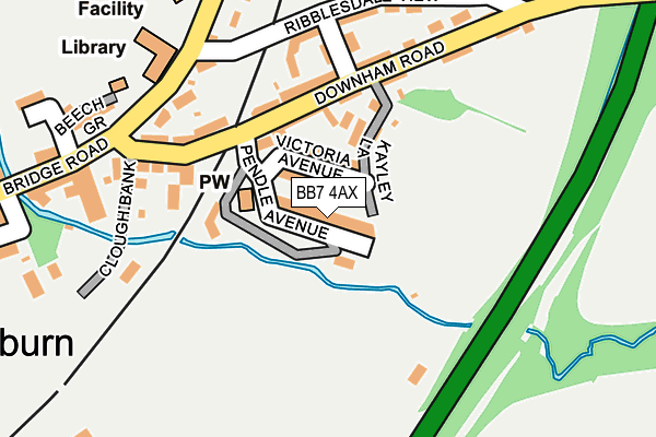 BB7 4AX map - OS OpenMap – Local (Ordnance Survey)