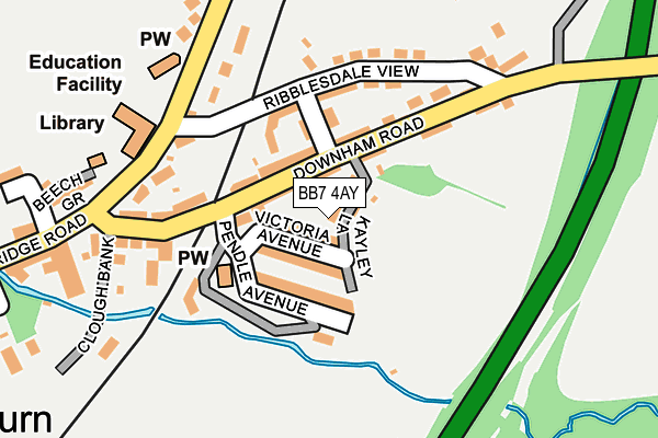BB7 4AY map - OS OpenMap – Local (Ordnance Survey)