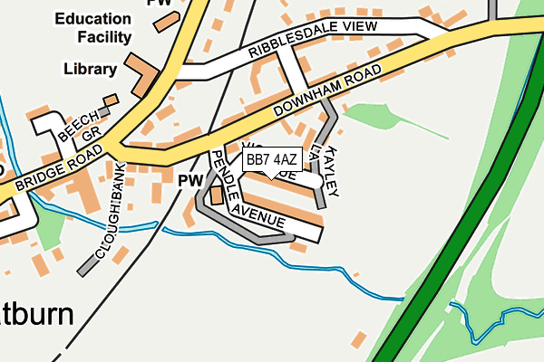 BB7 4AZ map - OS OpenMap – Local (Ordnance Survey)
