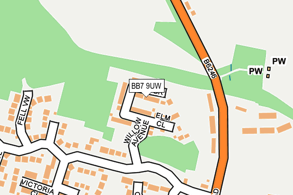 BB7 9UW map - OS OpenMap – Local (Ordnance Survey)