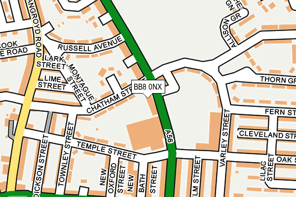 BB8 0NX map - OS OpenMap – Local (Ordnance Survey)