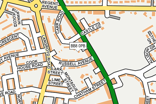 BB8 0PB map - OS OpenMap – Local (Ordnance Survey)
