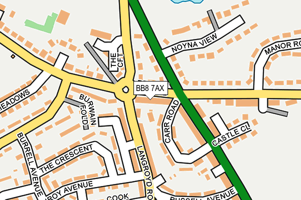 BB8 7AX map - OS OpenMap – Local (Ordnance Survey)