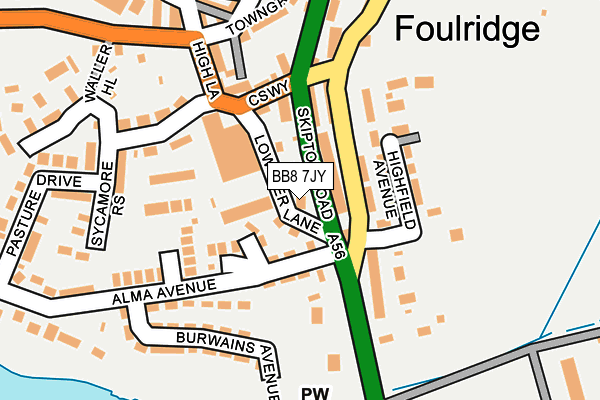 BB8 7JY map - OS OpenMap – Local (Ordnance Survey)