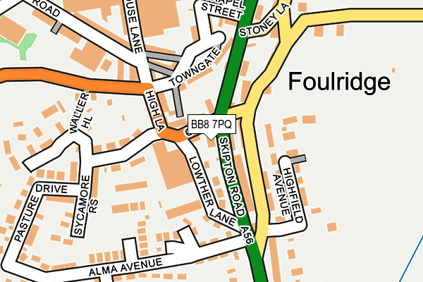 BB8 7PQ map - OS OpenMap – Local (Ordnance Survey)