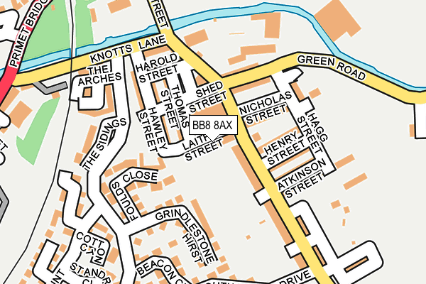 BB8 8AX map - OS OpenMap – Local (Ordnance Survey)