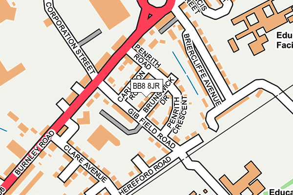 BB8 8JR map - OS OpenMap – Local (Ordnance Survey)