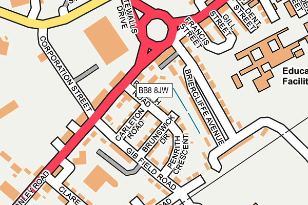 BB8 8JW map - OS OpenMap – Local (Ordnance Survey)