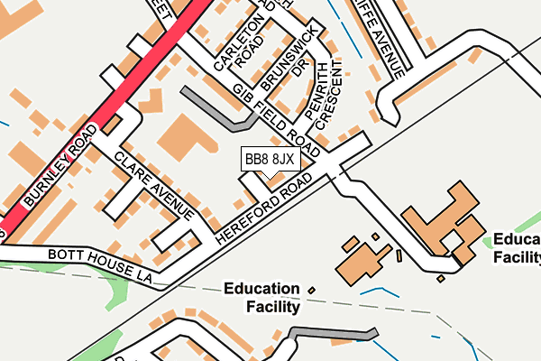BB8 8JX map - OS OpenMap – Local (Ordnance Survey)