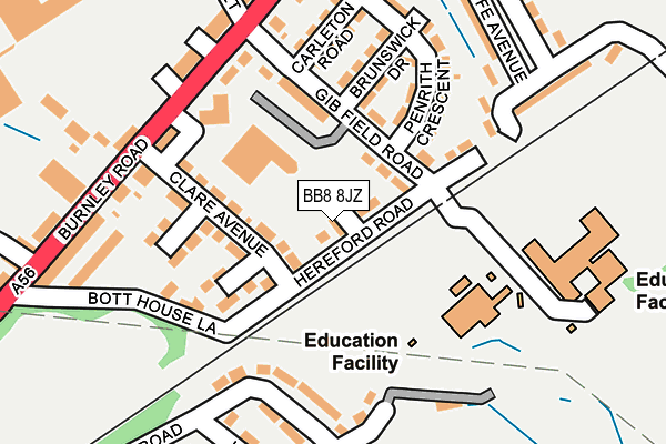 BB8 8JZ map - OS OpenMap – Local (Ordnance Survey)