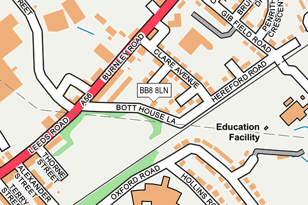 BB8 8LN map - OS OpenMap – Local (Ordnance Survey)