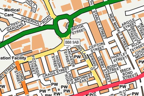 BB8 9AB map - OS OpenMap – Local (Ordnance Survey)