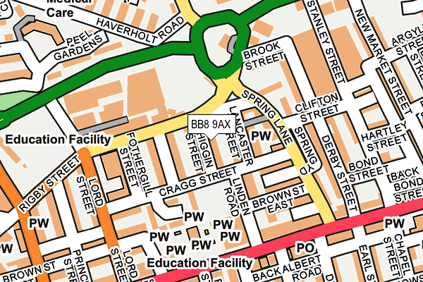 BB8 9AX map - OS OpenMap – Local (Ordnance Survey)