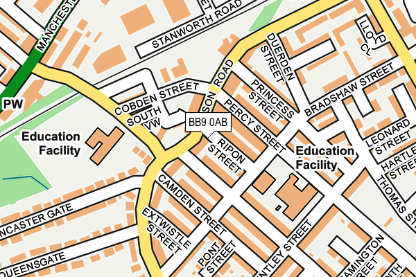 BB9 0AB map - OS OpenMap – Local (Ordnance Survey)