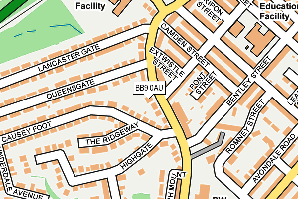 BB9 0AU map - OS OpenMap – Local (Ordnance Survey)