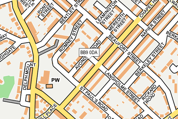 BB9 0DA map - OS OpenMap – Local (Ordnance Survey)
