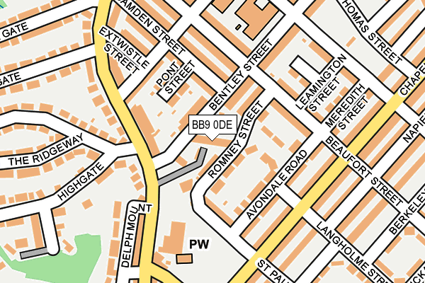 BB9 0DE map - OS OpenMap – Local (Ordnance Survey)