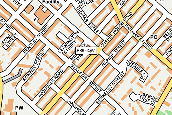 BB9 0QW map - OS OpenMap – Local (Ordnance Survey)