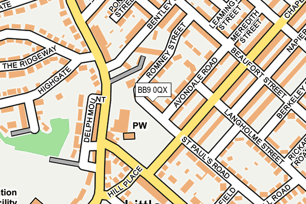 BB9 0QX map - OS OpenMap – Local (Ordnance Survey)