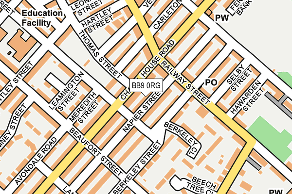 BB9 0RG map - OS OpenMap – Local (Ordnance Survey)