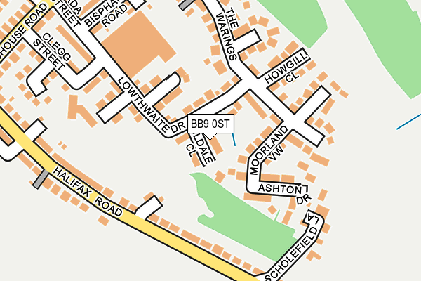 BB9 0ST map - OS OpenMap – Local (Ordnance Survey)