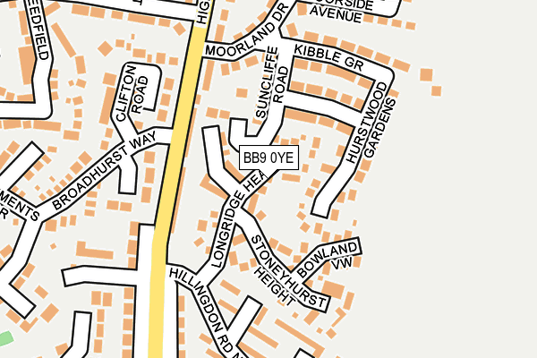 BB9 0YE map - OS OpenMap – Local (Ordnance Survey)