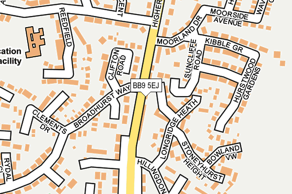 BB9 5EJ map - OS OpenMap – Local (Ordnance Survey)