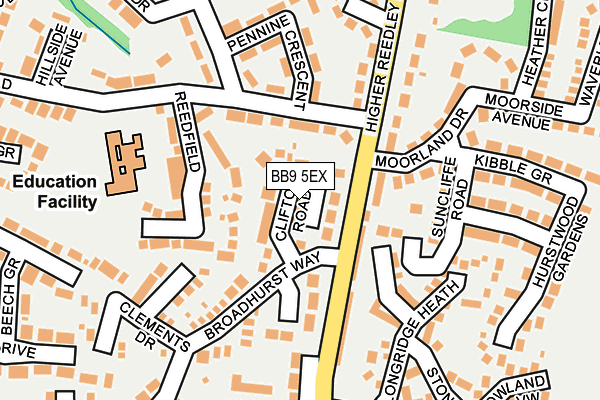 BB9 5EX map - OS OpenMap – Local (Ordnance Survey)