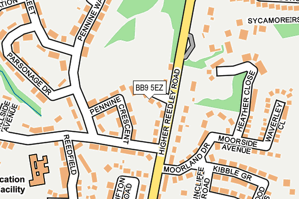 BB9 5EZ map - OS OpenMap – Local (Ordnance Survey)