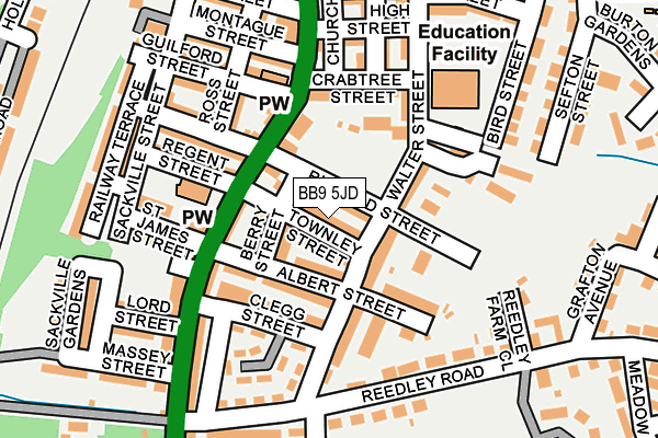 BB9 5JD map - OS OpenMap – Local (Ordnance Survey)