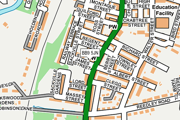 BB9 5JN map - OS OpenMap – Local (Ordnance Survey)